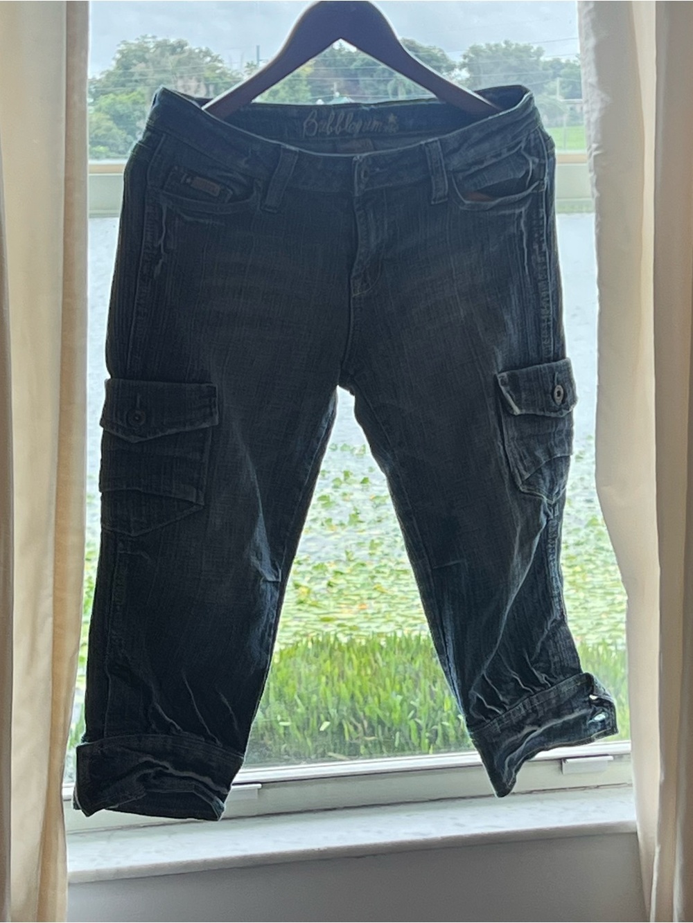 Bubblegum Blue Washed Cropped Cargo Jeans